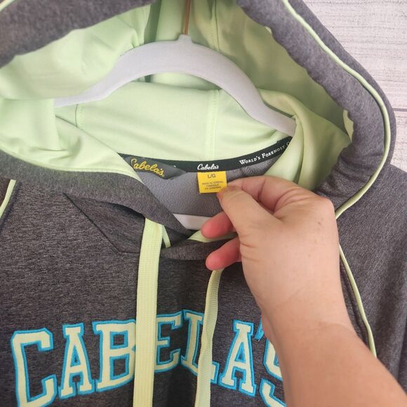cabela's large gray green womens long sleeve Lined Hood hoodie sweatshirt - Picture 3 of 8